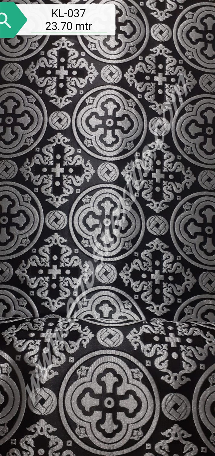 KL-037 Black-Silver Brocade Fabrics